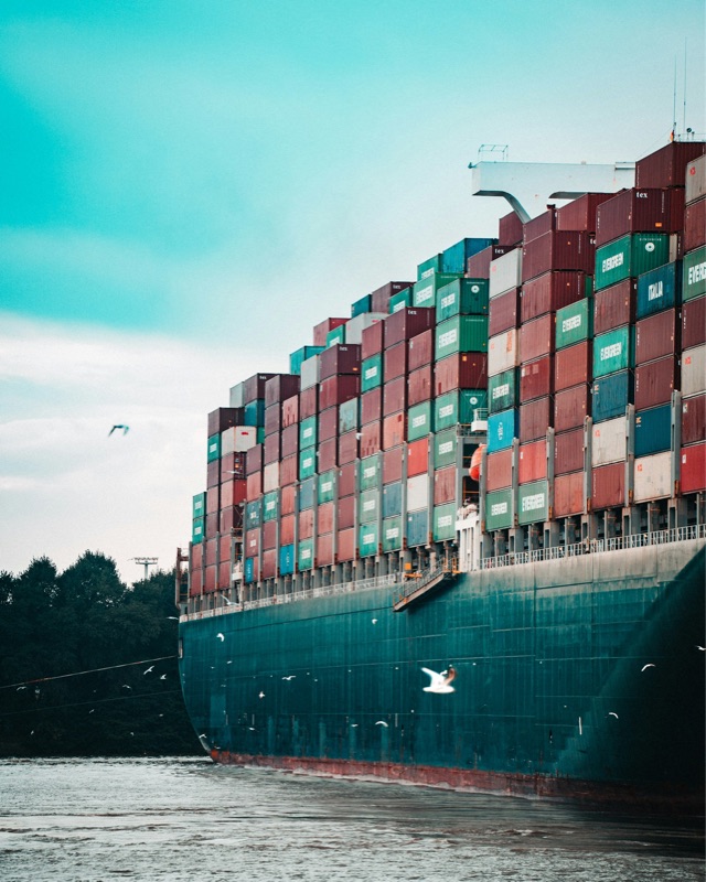 Container ship at sea
